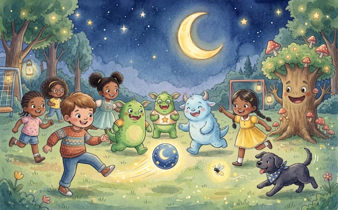 draw children book illustration , kids book, kids book illustration