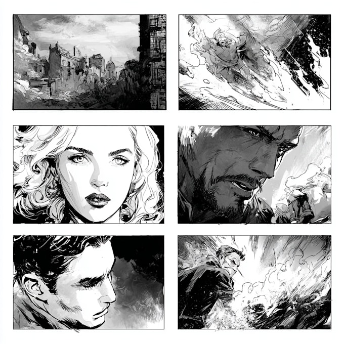do comics book pages, storyboards, illustrations