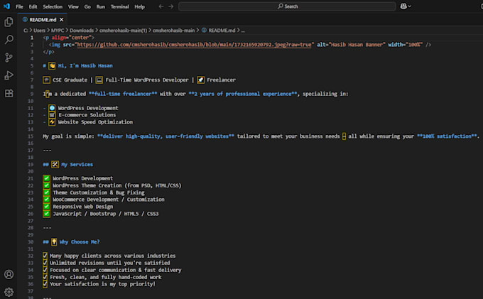 create a professional github profile readme with badges, stats, trophy and graph