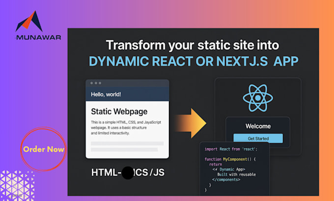convert HTML CSS js to react or next js