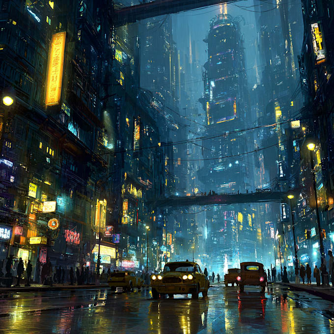 making a cyberpunk futuristic city art