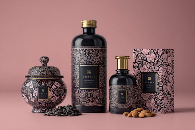 design luxurious cosmetic labels and elegant packaging