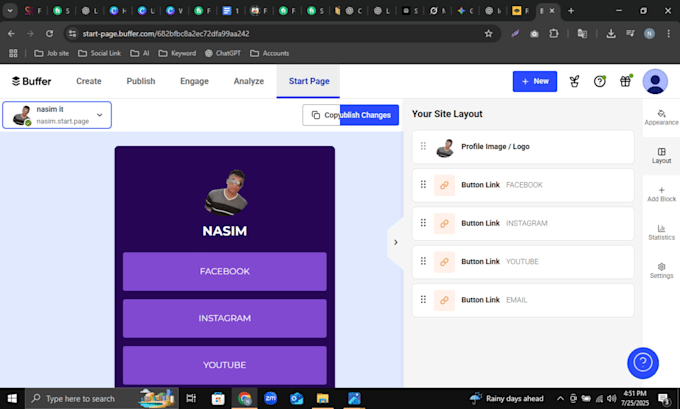 create mobile friendly linktree biolink landing page  for your all platforms