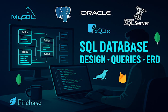 design sql database, write queries, and erd for mysql, sql server, oracle