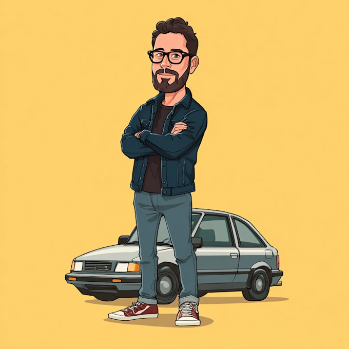 draw your car into vector cartoon portrait