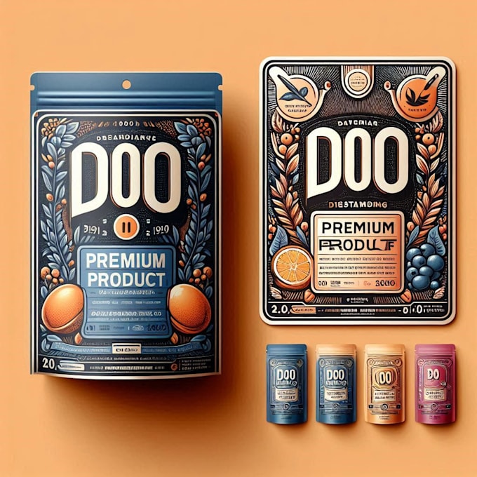 do premium product label, box package, pouch bag design