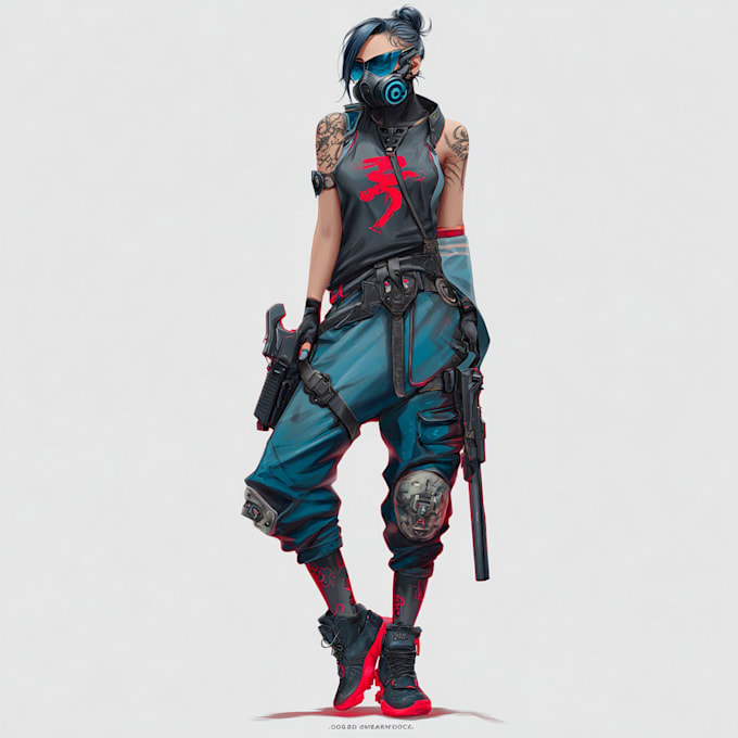 make concept art for characters cyberpunk science fiction