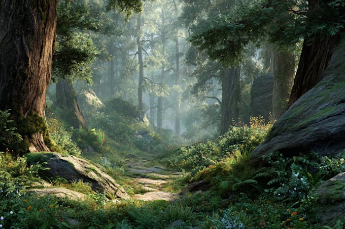 design detailed fantasy landscapes and environments