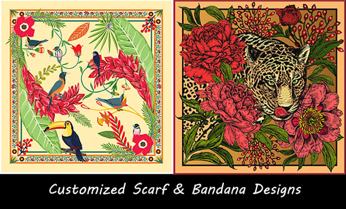 create scarf and bandana pattern design for fabric print