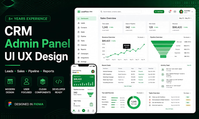 design saas UI UX, web app dashboard and mobile app in figma