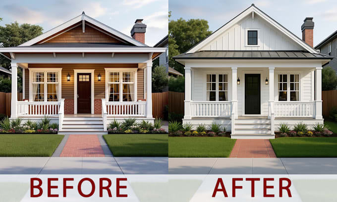 redesign and render your modern house exterior facade
