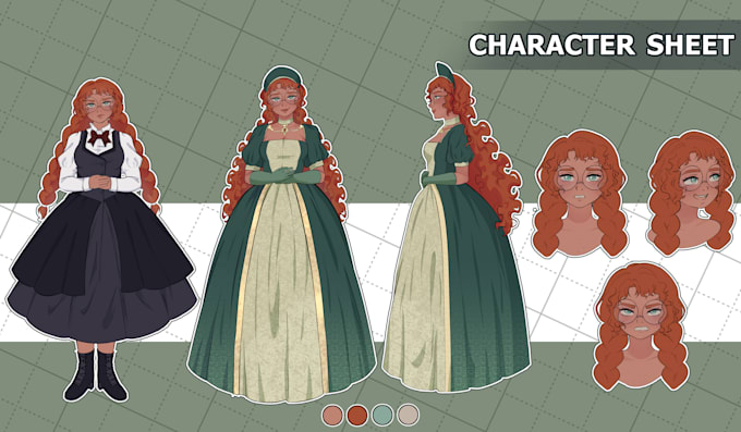 draw a professional character sheet in manhwa style