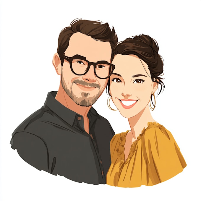 illustrate a vintage couple portrait