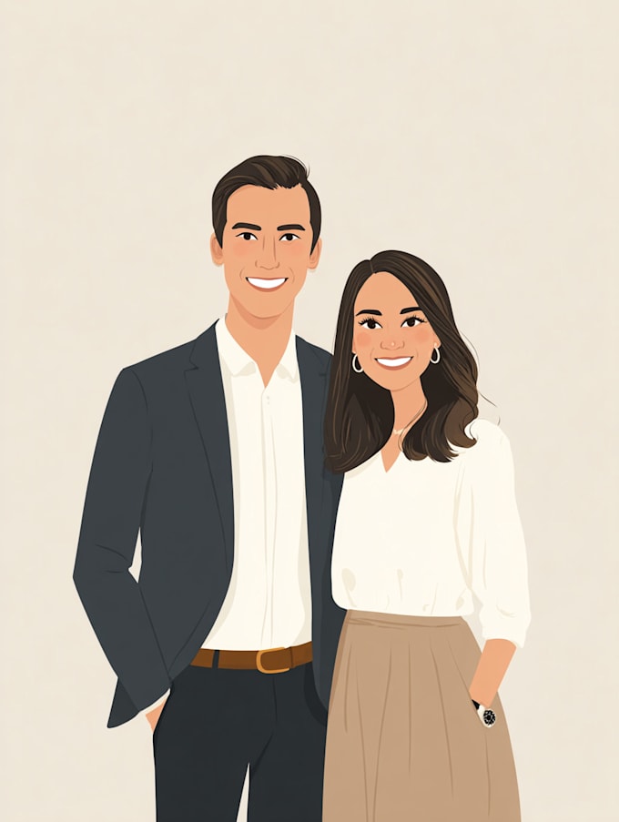 draw a cute cartoon couple portrait