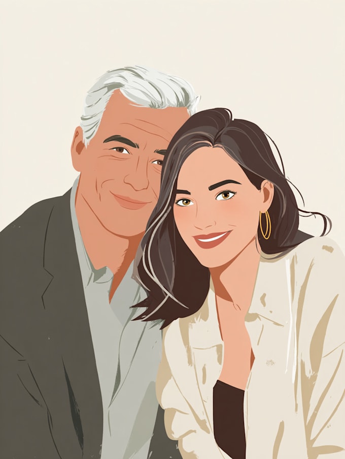 make realistic vector art couple portrait