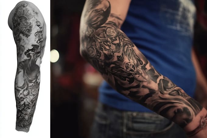 create sleeve tattoo design in geometric style