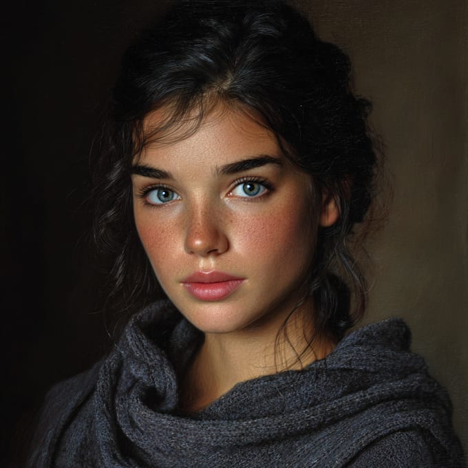 draw realistic digital oil portrait painting