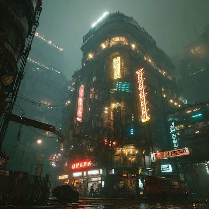 Make a futuristic cyberpunk city or background concept art illustration ...
