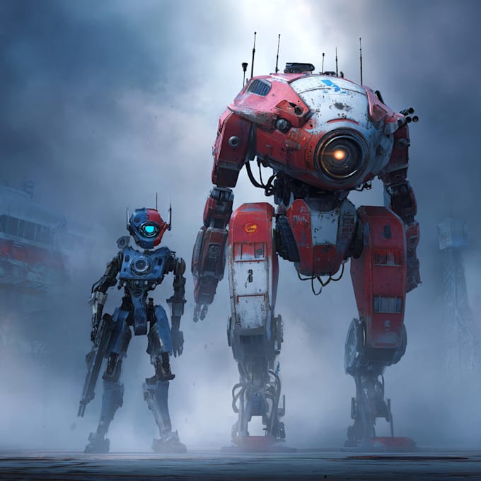 drawing mecha and robot