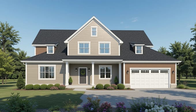 design and visualize 3d exterior architectural facade renderings of your house