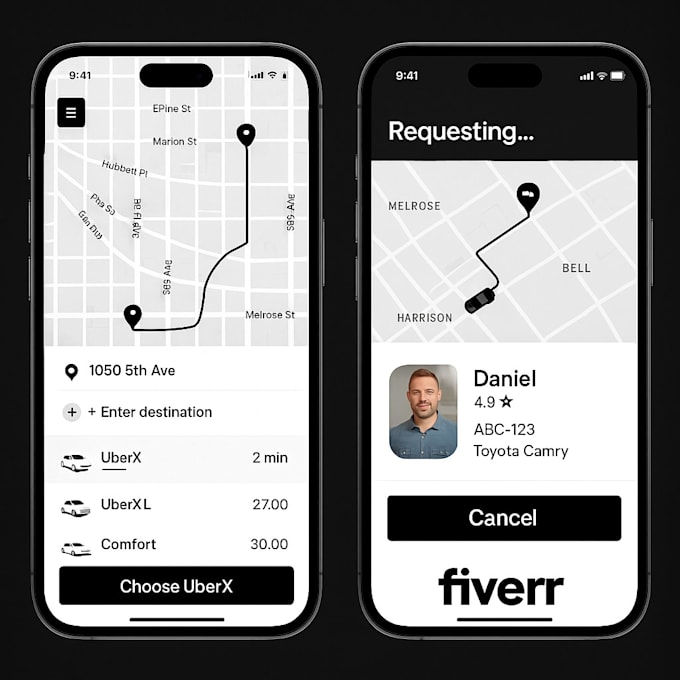 develop a custom uber clone app, taxi booking app, rideshare or gojek service