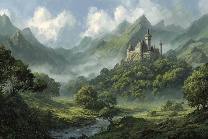 draw landscape , environment or background digital painting