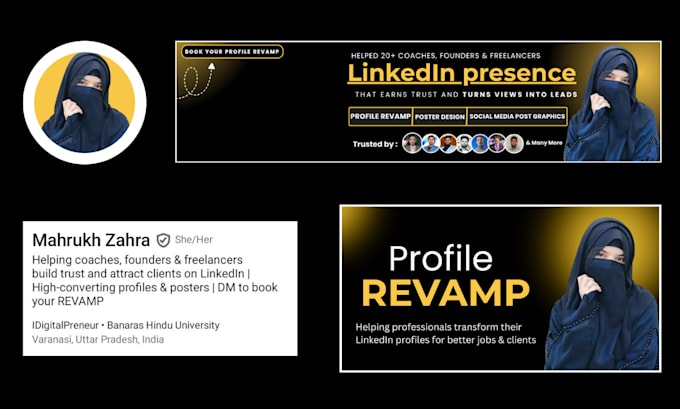design a linkedin banner and optimize your profile headline and bio