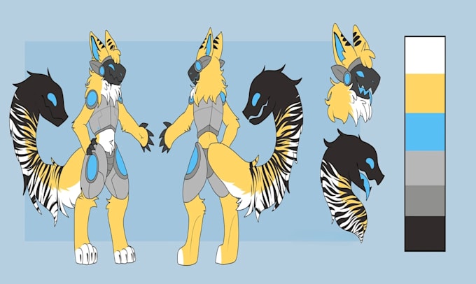draw reference sheet character for oc, furry, vtuber in anime and manga style