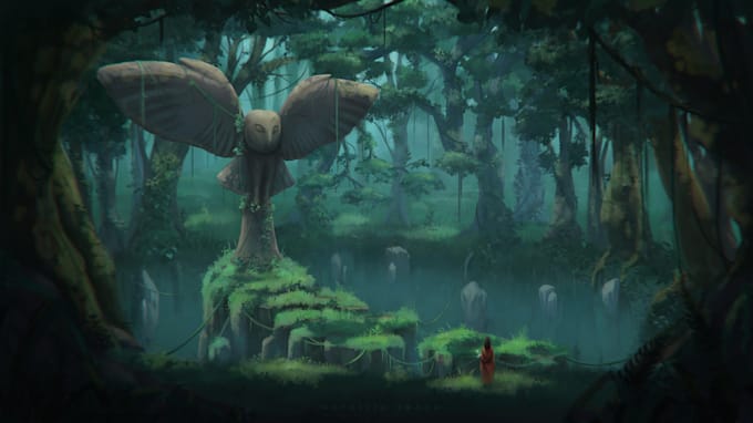 make a background illustration and environmental concept art