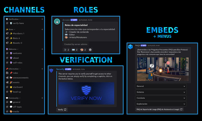 setup any custom discord server, new or existing