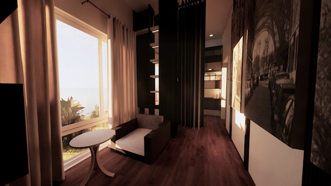 create 3d interior rendering with mood and style