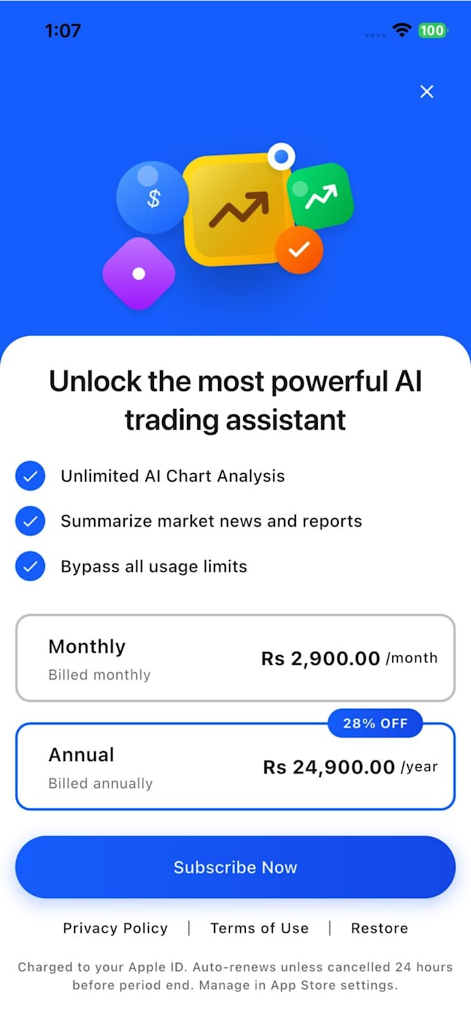 add in app purchases subscription in flutter, react native, swift mobile apps