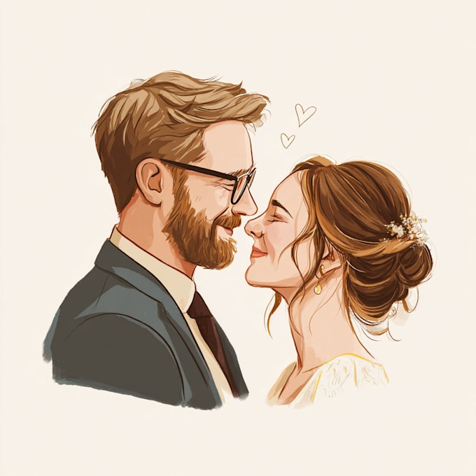 draw couple portrait for wedding illustration