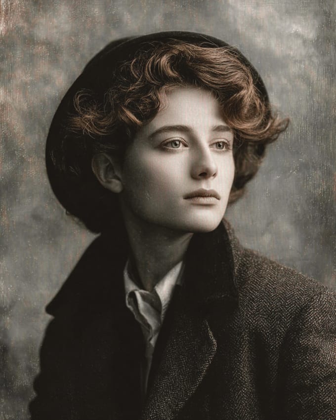 draw vintage style realistic pencil face illustration