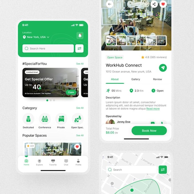 develop employee management app, coworking app, space booking  app or website