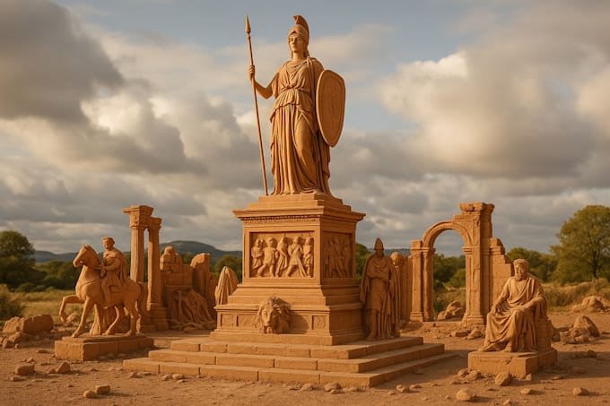 design a detailed 3d monument or historical landmark city monument statues model