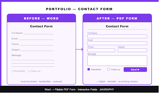create a professional fillable PDF form from word, excel, PDF or scratch
