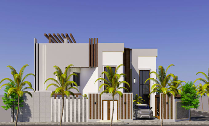 revamp 3d house villa design,house elevation,facade rendering,landscape,lumion