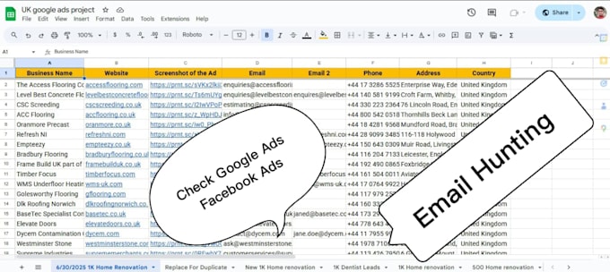 build email leads for home renovation, roofing,plumbing,junk removal,solar leads
