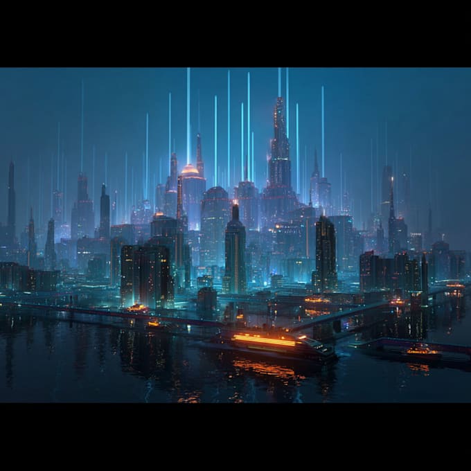 do futuristic cyberpunk city landscape or sci fi concept