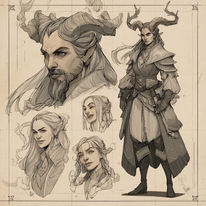 Draw dnd character art, fantasy illustration or concept art, and art ...