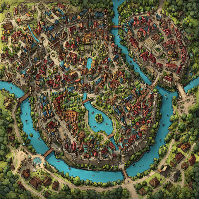 do fantasy map design map maker vector map illustration fantasy city map design
