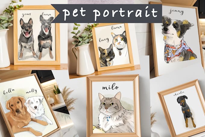 draw a sketch of your pet in watercolor style