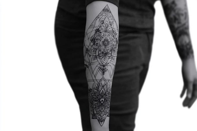 create sleeve tattoo design in geometric style