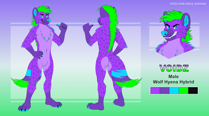 draw furry fursona reference sheet in my style
