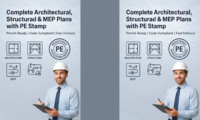 do complete architectural, structural, mep plans with pe stamp for your projects