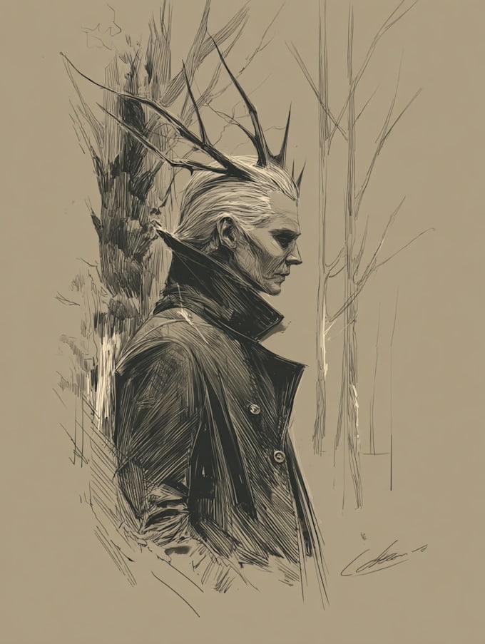 draw realistic fantasy horror character illustration