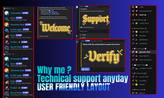 setup custom discord server within 12 hours with whop,tebex,bloxlink