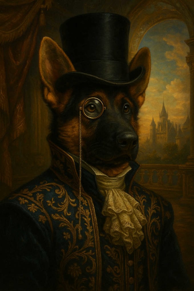 transform your pet into a stunning renaissance or custom art style portrait