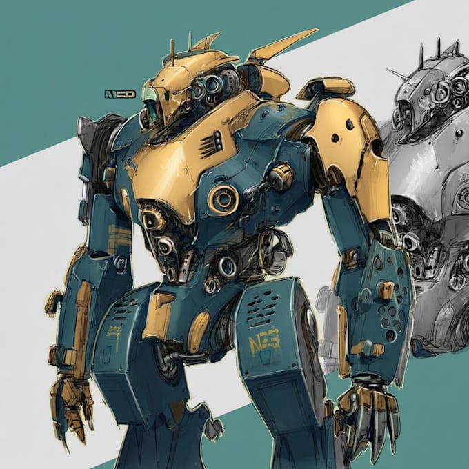 design futuristic mecha robots and pilots cyberpunk